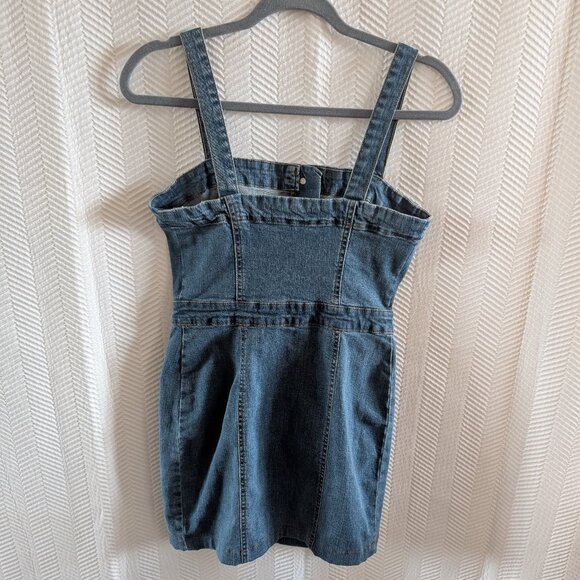 Bluenotes Medium Wash Blue Denim Mini Dress w Buttons Size Small Y2K 90s - Picture 8 of 10